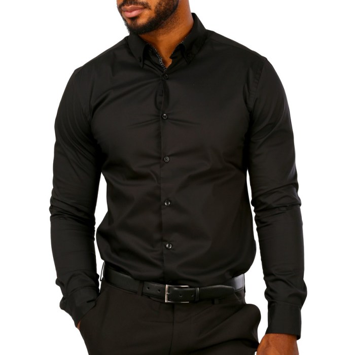 Men's long sleeve black dress shirt