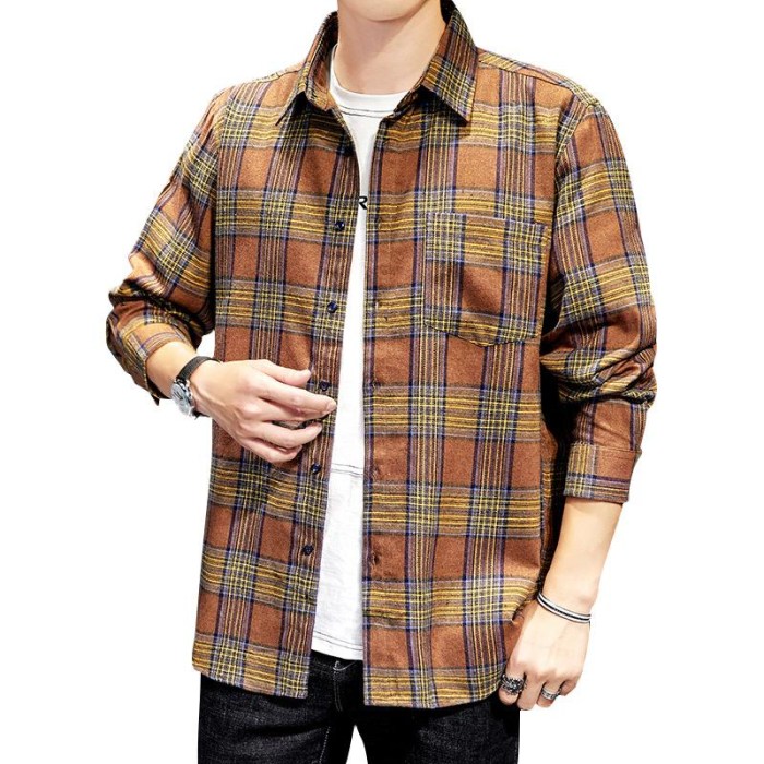 Checkered dress shirt men