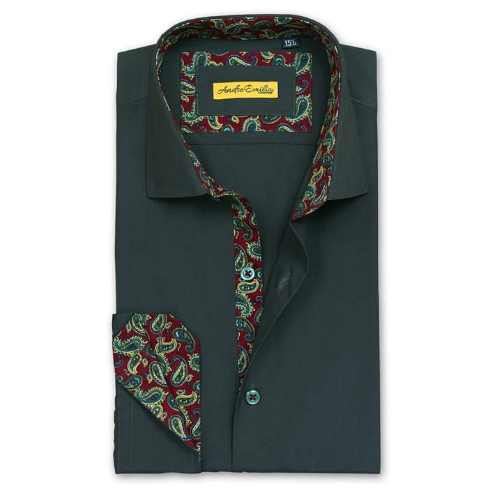 Mens solid green dress shirt