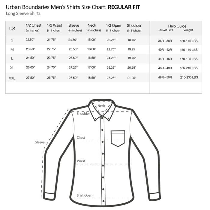 Mens dress shirt size