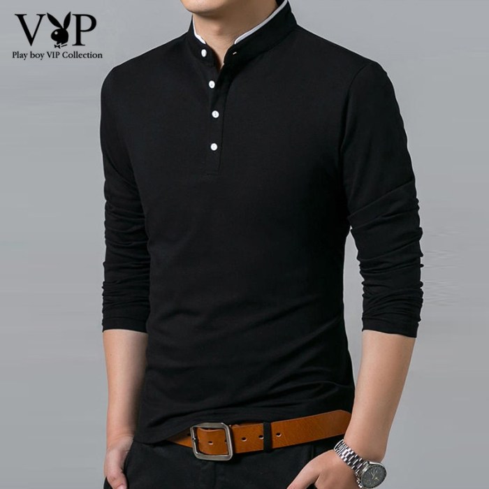 Men's long sleeve black dress shirt