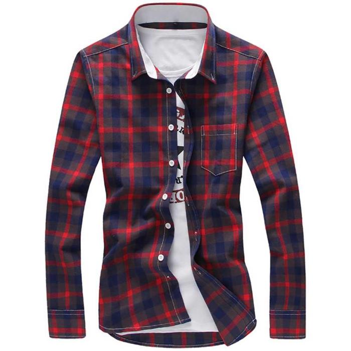 Checkered dress shirt men