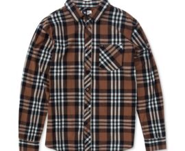 Mens brown plaid dress shirt