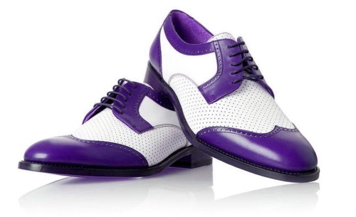 Purple and white mens dress shoes